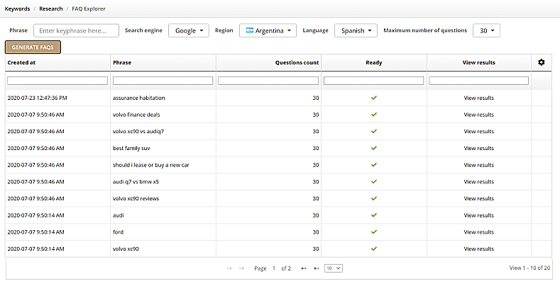 Frequently Asked Question Explorer Tool